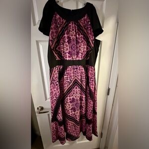 Elegant Purple & Black Paisley Dress 18W